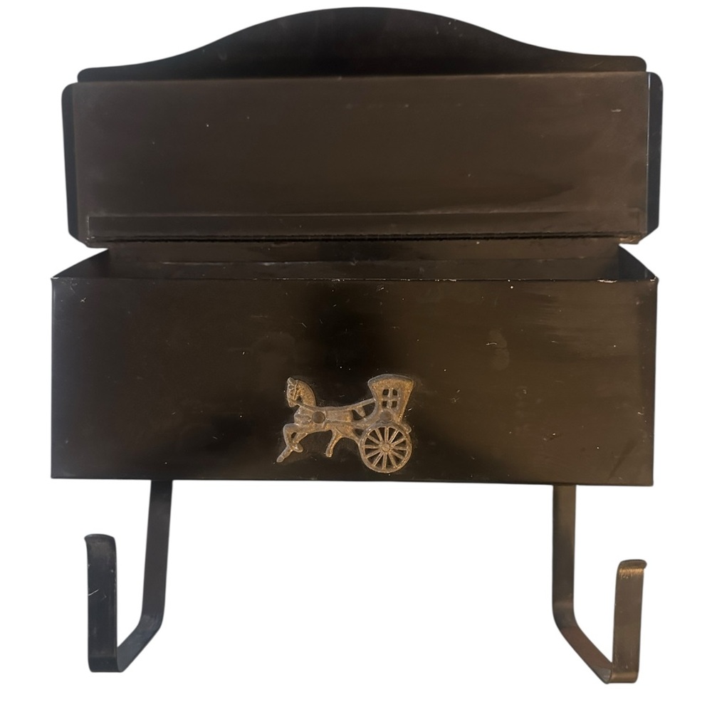 Vintage Black Metal Mailbox with Horse Design - Picture 2 of 3